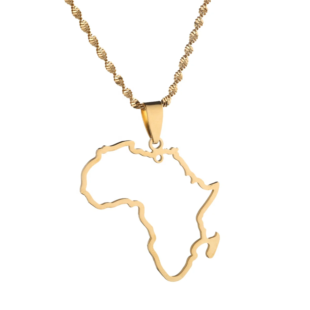 

Stainless Steel Gold Color Africa Map Pendant Necklaces African of Maps Women Charm Jewelry