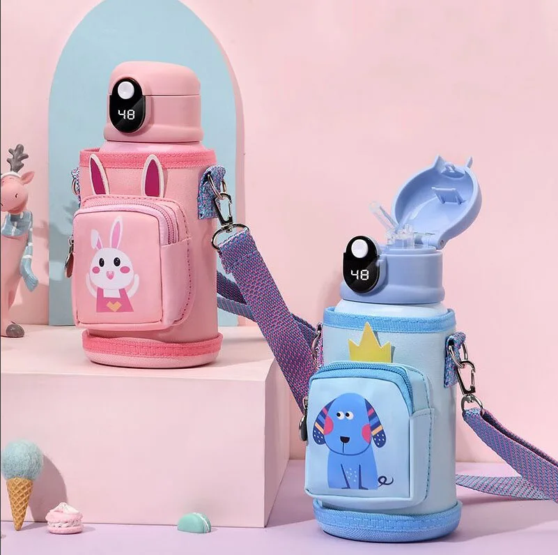 

316 stainless steel insulated kids water bottle cute school children water bottle with straw, Red, green, yellow, pink, blue