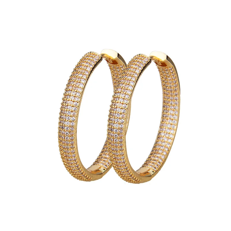 

Bohemian 18K gold Plated Jewelry Earrings Diamond Zircon Circle Hoop Earrings