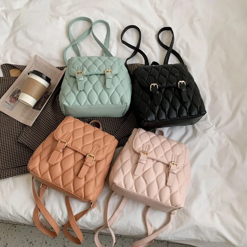 

Latest Arrivals Leather Backpack Purses Bright Colors Quilted Wholesale Women Backpack, Black pink orange green