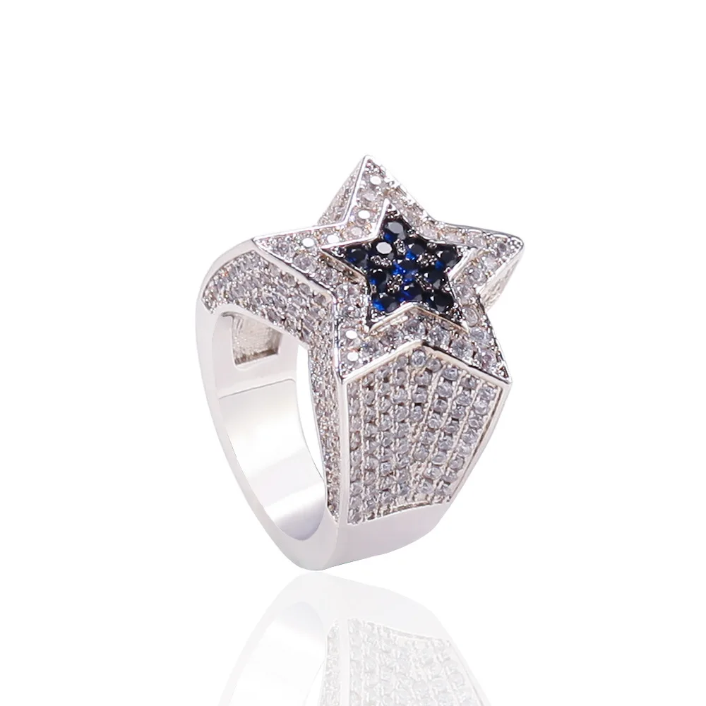 

Trend Accessories Inlaid Zircon Star Five-Pointed Star Fashion Rings Silver Ring Gemstone Ring, Pure color (picture color)