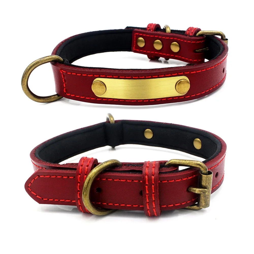 

Pet Supplier Wholesale Black Natural Vegan Leather Dog Training Collar Waterproof Hardware Luxury Adjustable Dog Collars