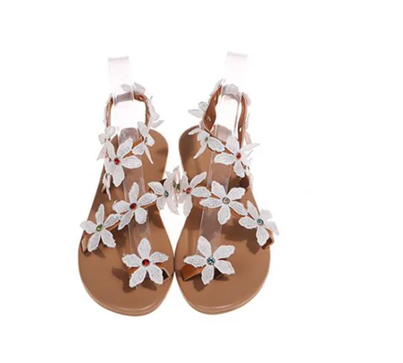 

2021 new plus-size summer sandal flower toe flat sandal for women