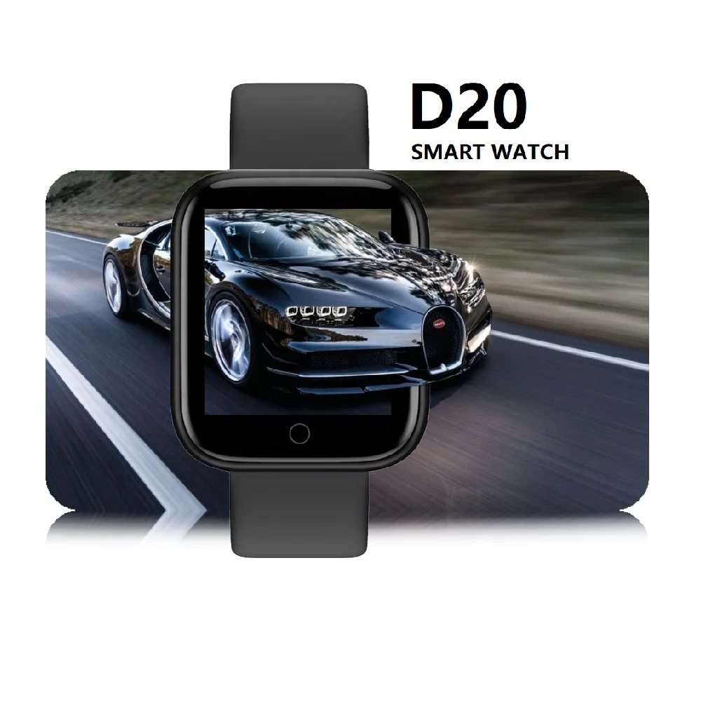

Smart Bracelet Sport Fitness Tracker Blood Pressure Heart Rate D20 BT Waterproof, Silver watch/white strap, black watch/black strap,