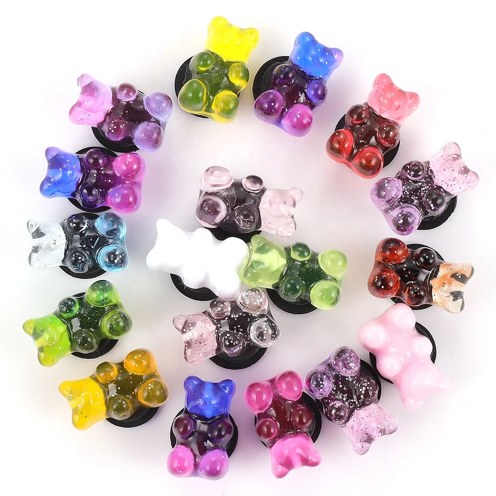 

DIY Resin Kawaii Candy Color Gummy Bear Shoe Buckles PVC Clog Charms Cute Accessories Resin Bear for Croc Charms, Picture show