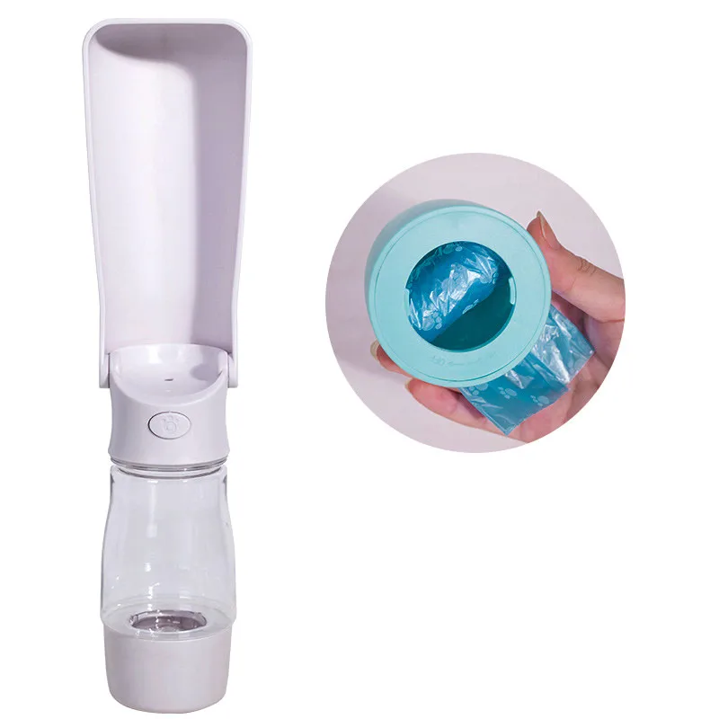 

Factory Outdoor Travel Portable Pet Cat Dog Water Bottle With Poop Bag Dispenser, Pinl/blue/white