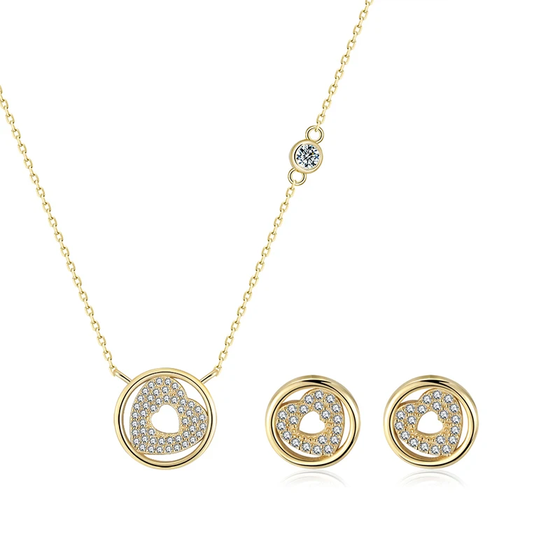 

RINNTIN SS91 China Fashion Jewellery Sets Ethiopian 925 sterling silver 18k Gold Heart Jewelry Sets
