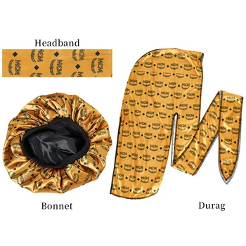 Wholesale Matching Silky Satin Luxury Hair Vendors Silk Designer Headbands Bonnets And Durags ...