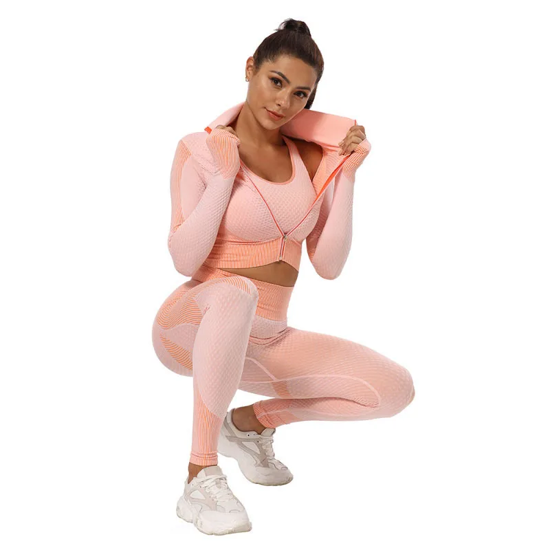 

Two/Three Pieces Set Women Sexy Smooth Breathable Top And High Waist Four-way Stretch Leggings Women, 10 colors, as picture shown