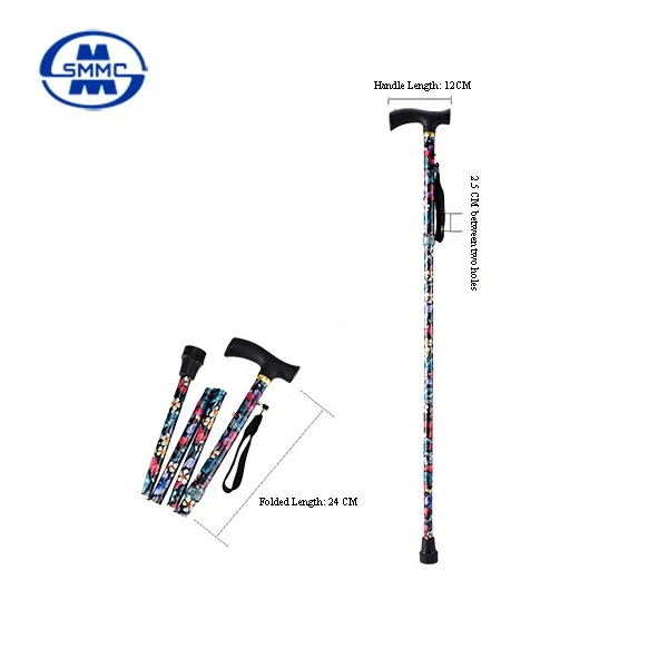 
Colorful Printed adjustable folding Aluminum Cane Walking Stick 