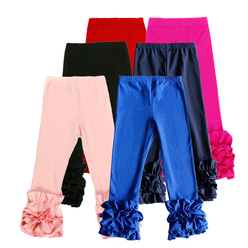 

Cheap price plain cotton fashion baby leggings multicolor winter full length girls ruffle pants, As picture show