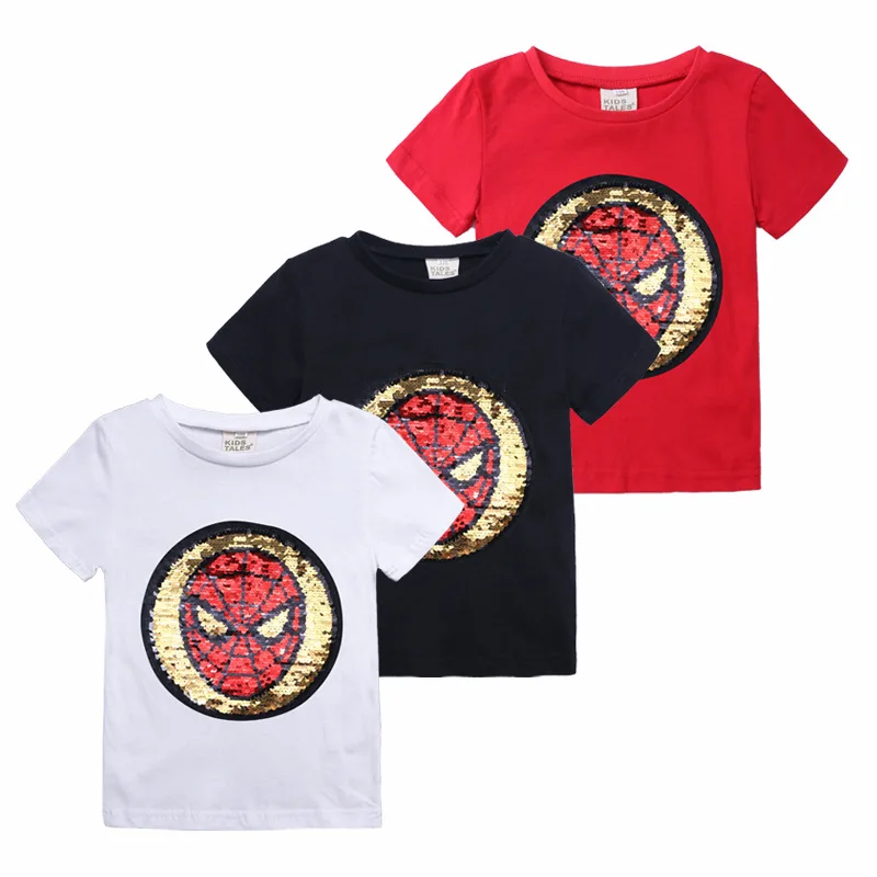 

Sequin Children Boys Girls T-shirt Short Sleeve Tshirt Fashion Baby Tops Teen Kids Summer cheap stuff, As picture