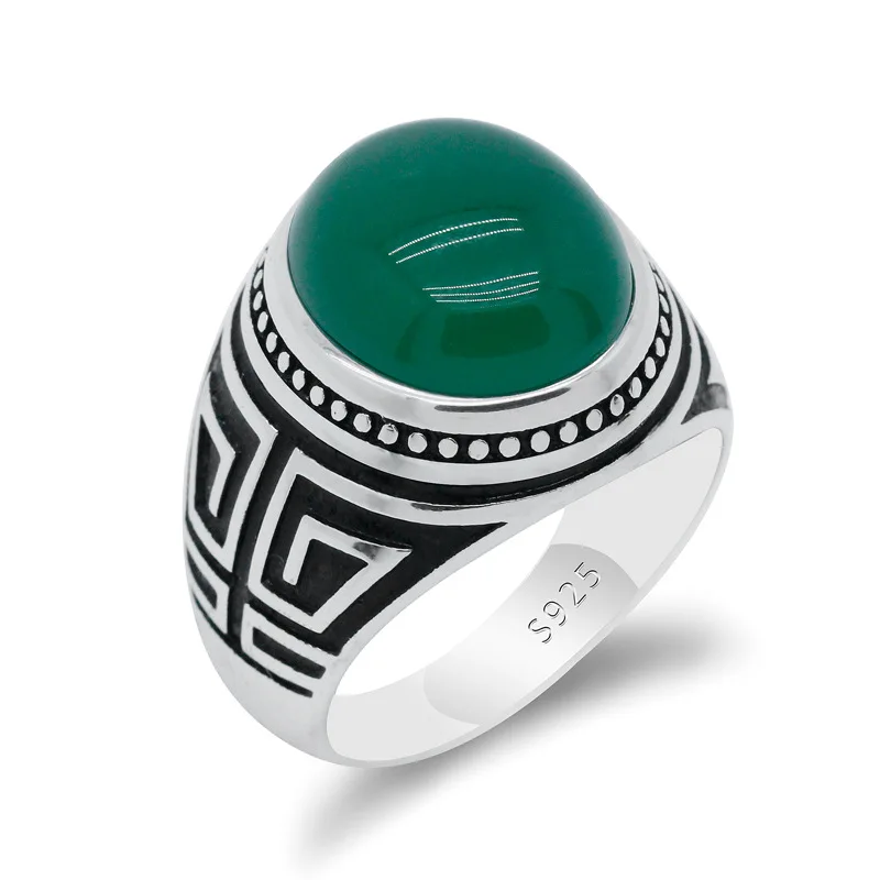 

Ready to Ship Trendy Silver 925 Rings Vintage Jewelry mens rings with Zircon