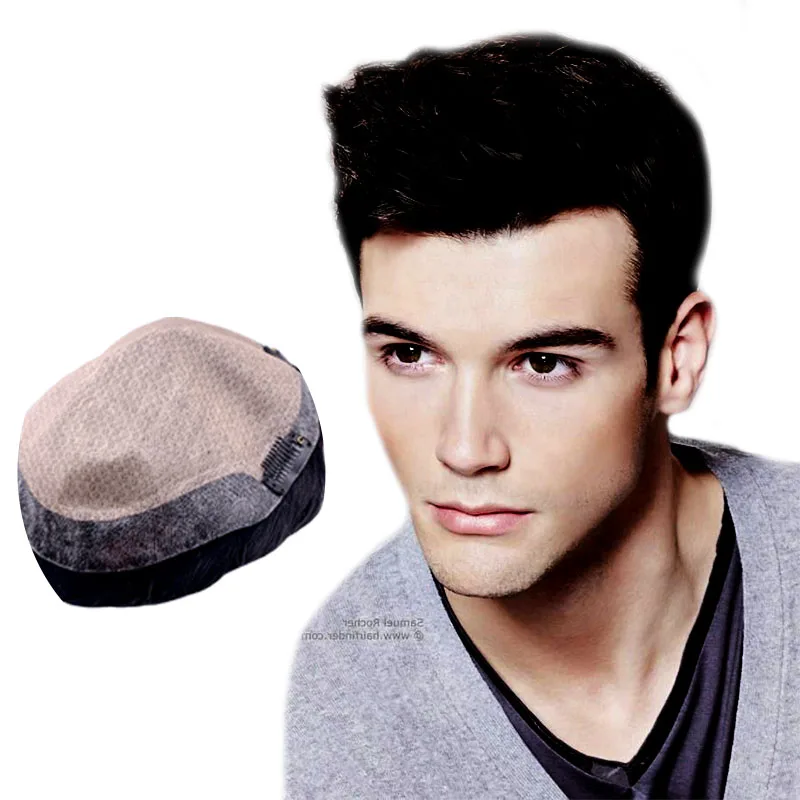 

Mz human mens 15mm hair Injection Silk Toupee for black africans, #1,#1b,#2