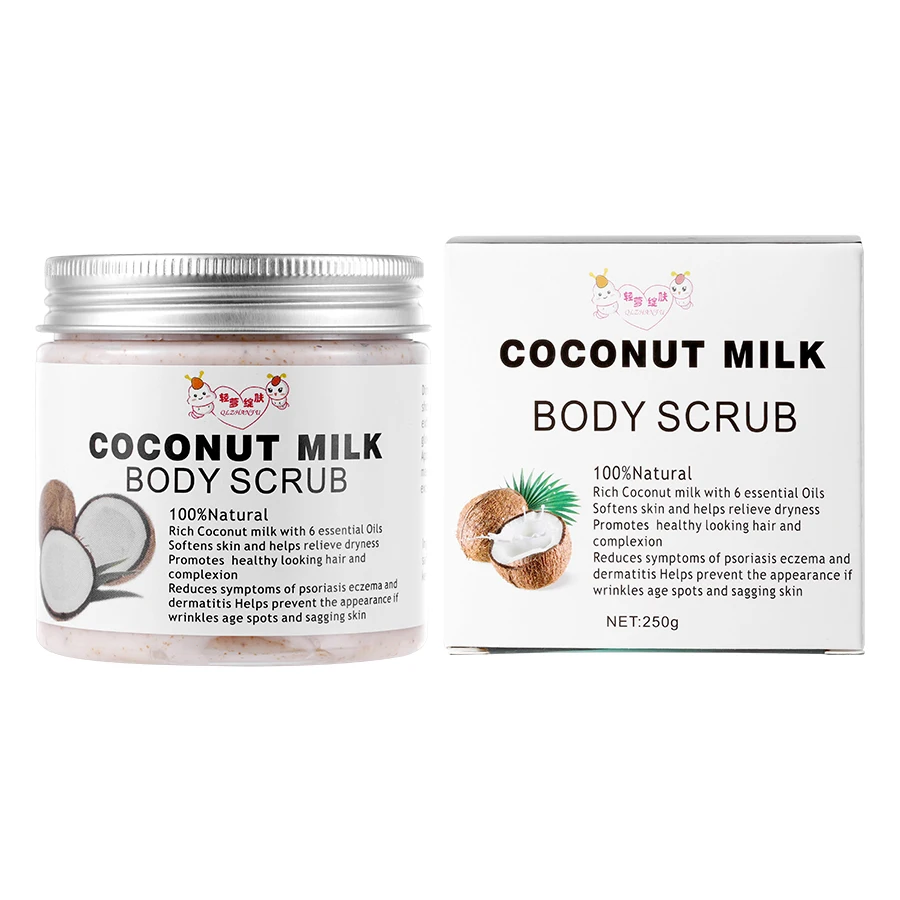 

2021 New Natural Pure Body Coconut Exfoliating Body Scrub Bath Salt Exfoliating Coconut Scrub For Face Body Ageless 250g OEM