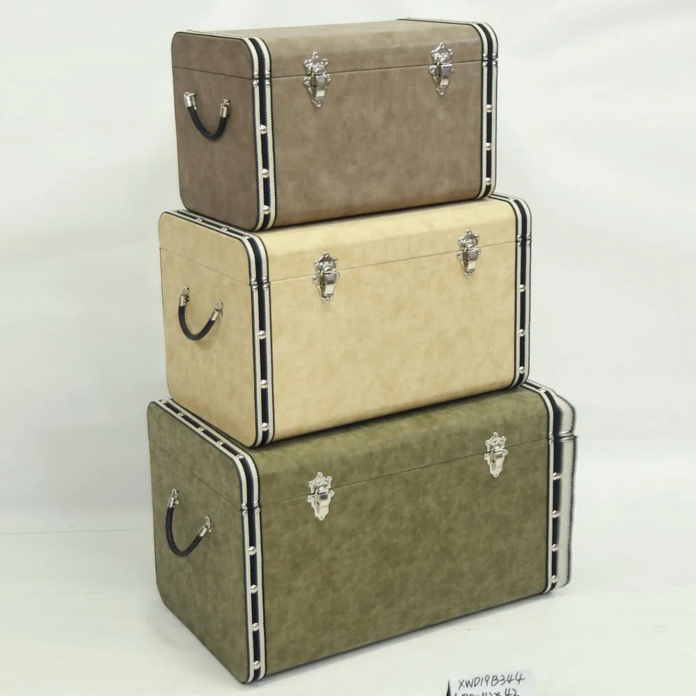 

Industrial Acacia Wood Antique Storage Trunk