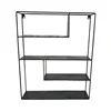 easy rectangular metal black wall hanging rack shelves for living room