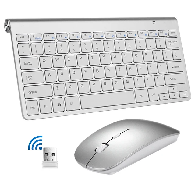 

Best Seller Mini 2.4G Ultra Thin Wireless Silent Wireless Keyboard and Mouse Combo Set, Silver/black/ rose gold