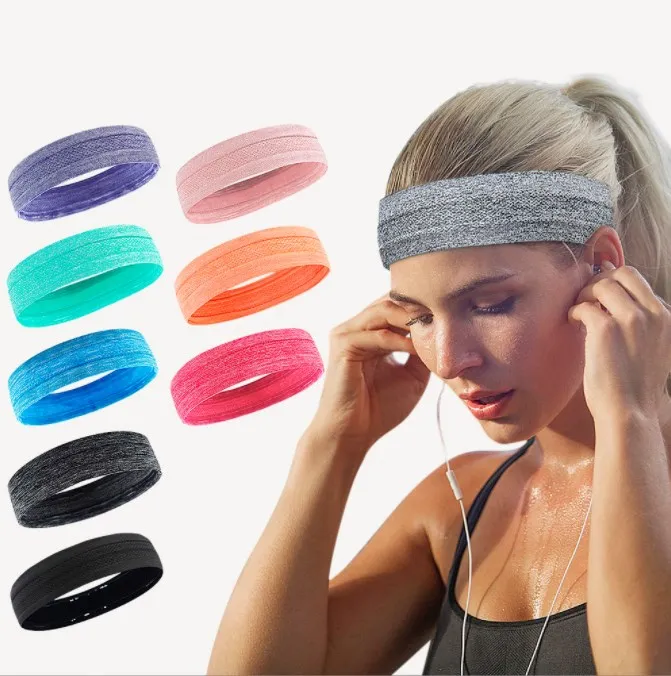 

Wholesale Moisture Wicking Running Elastic Non Slip Gym Headband Sweatband Sports Head Band for men and women