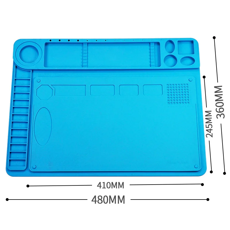 

Heat Insulation Silicone Pad Electrical BGA Soldering Repair Station Maintenance Platform with Screw Location Mat, Blue