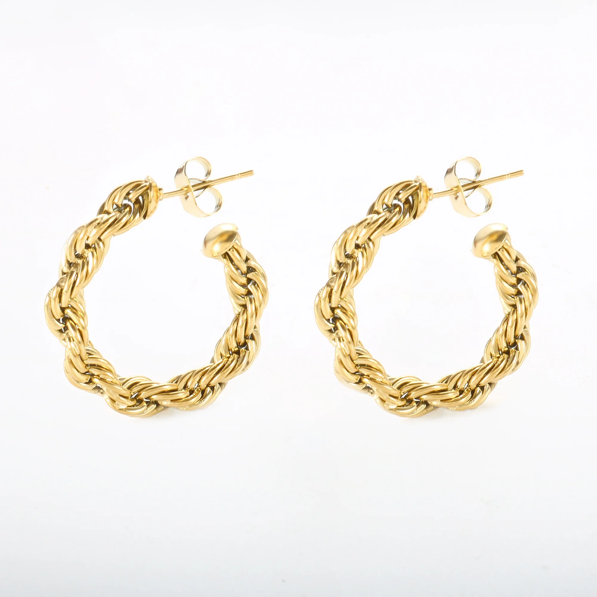 

Fashion Accessories Jewelry Gold Twisted Hoop Earrings 18k Gold Plated Rope Chain Earrings, Gold/silver/rose gold/black