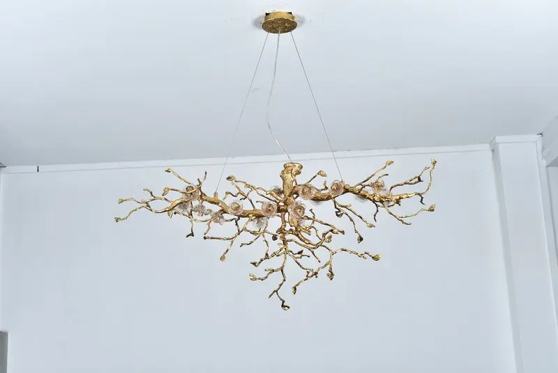 MEEROSEE 2020 New Design Copper Hanging Lighting Fixture Fancy Tree Branch Brass Pendant Lamp Chandelier for Home Decor MD86187