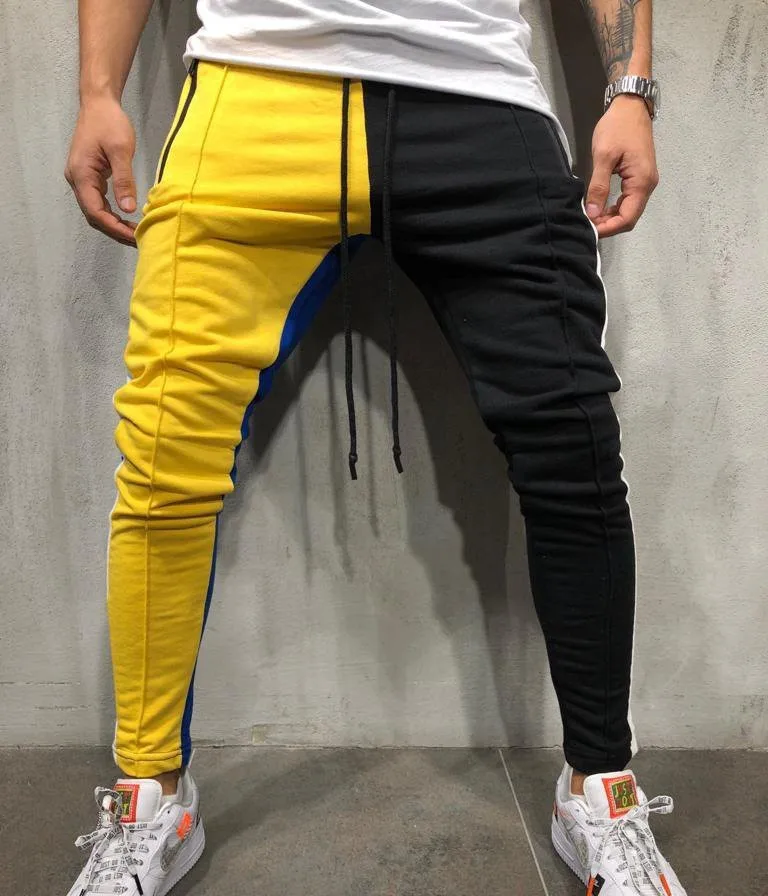 

2021 Wholesale Splicing Colors Mens Trousers Fashion Hip Hop slim men Joggers Pants 100% Cotton, Multi colors