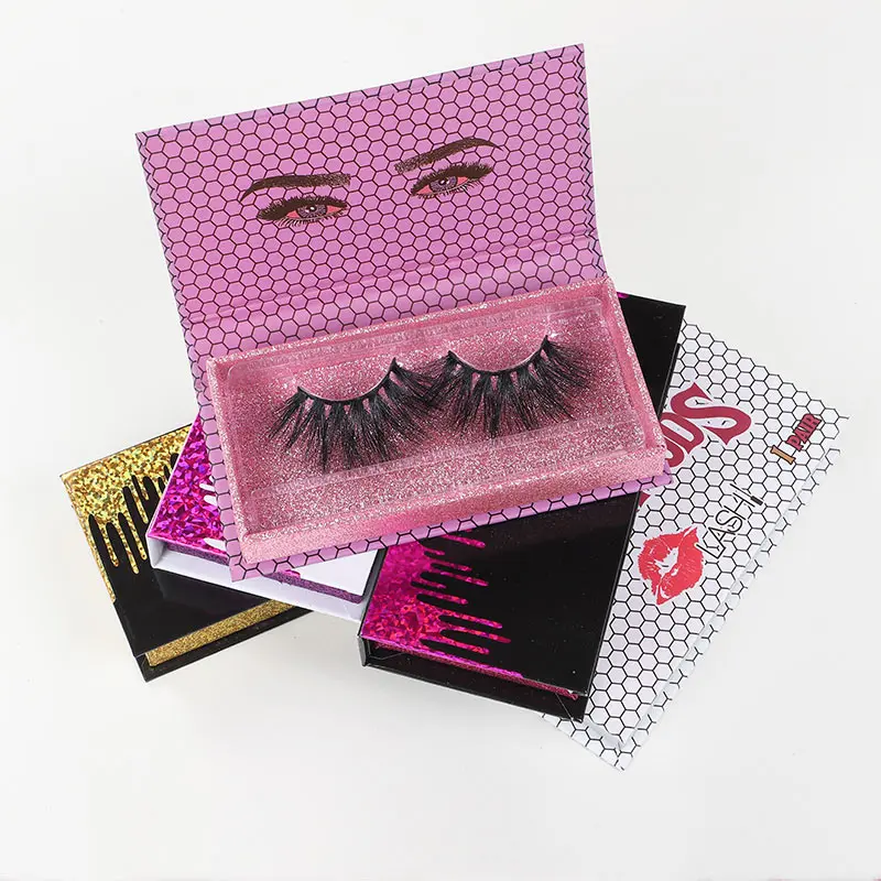 

wispy 25mm mink eyelash vendor wholesale lashes box with custom packaging logo fluffy natural lashess 3d 5d false eyelashes
