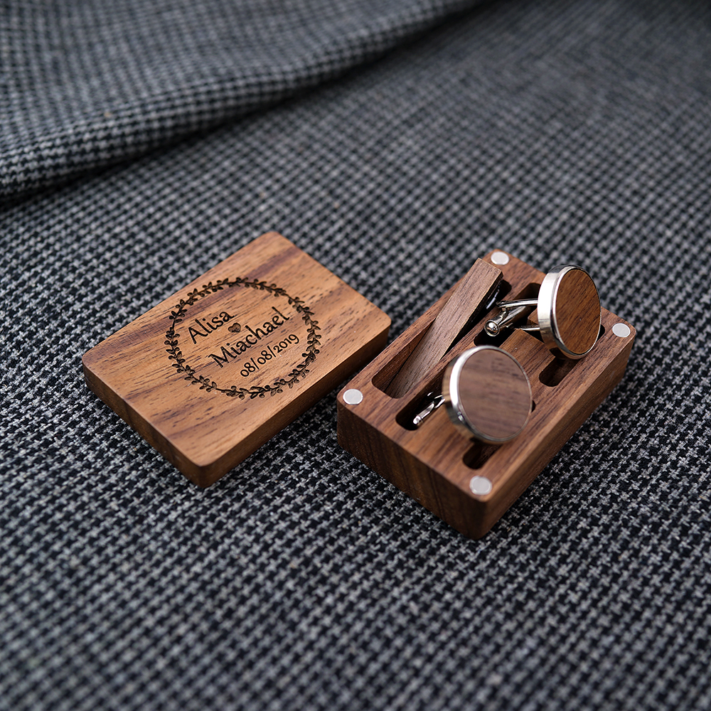 

High Quality Handmade Wooden Cufflinks for men ,fashion wooden tie clip, Picture