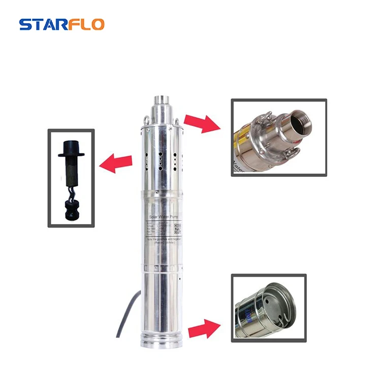 

STARFLO small 2hp 0.5hp borehole 24V DC solar power submersible solar water pump irrigation system