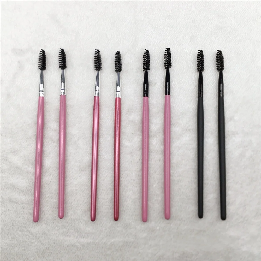 

Single Cute mascara wands Curl Brush Makeup Black Pink Rose Red Long Wood Handle Beauty Accessories Private Label OEM