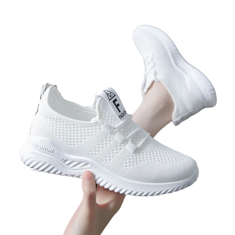 

White Ladies Breathable Comfortable Mesh Sports Shoes Women Wedge Sneakers