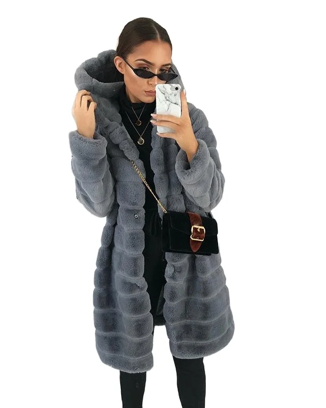 

2021 high quality cheaper winter hot selling Women long fur hooded warmly woolen outwear coat for women, Picture showns