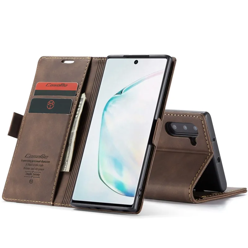 

Luxury Leather Phone Case For Samsung note10 Case, Magnetic Flip wallet bag Case For Galaxy note 10 pro with stand, 5 colors