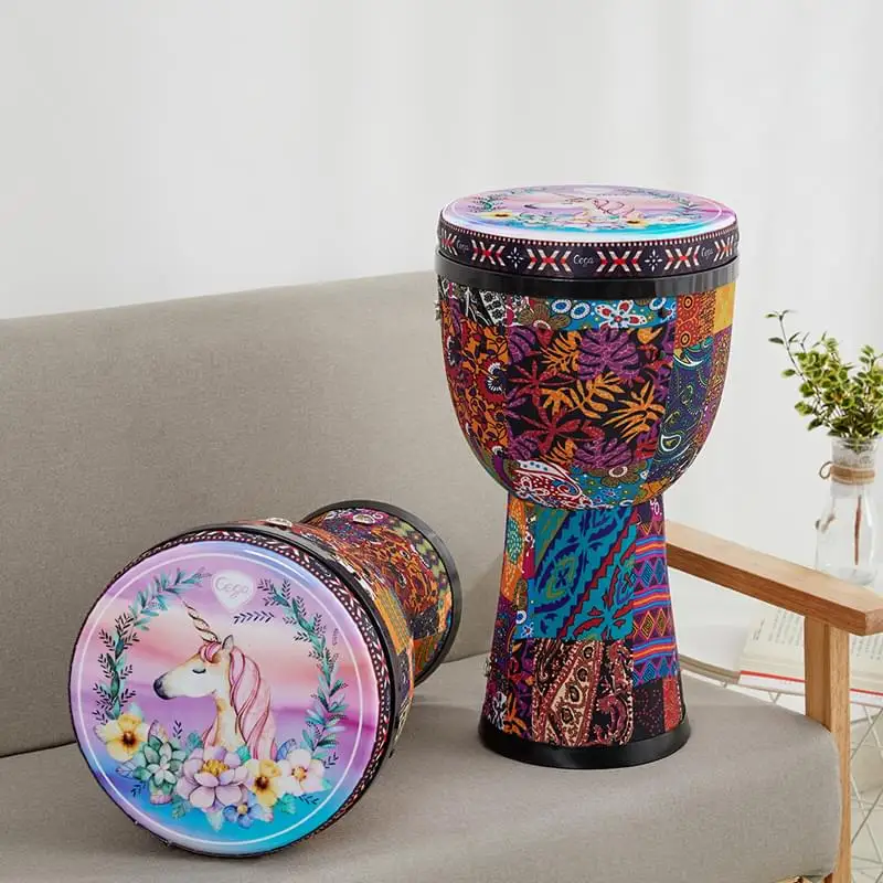 

kids toy musical instrument cloth 8inch djembe african drums kid toy supplier, Colorful