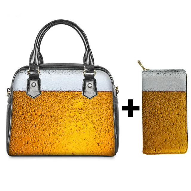 

Women Luxury Handbags Wallet 2PCS/Set Funny Beer Bags for Female PU Ladies Shoulder Bags Beach Bag Bolsa Feminina, Customized color