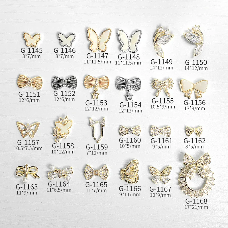 

High Quality Nail Arts Multiple Style Butterfly Dripping Oil Hollow Out Nail Charms Women Beauty Finger Nail Jewelry AAA Zircon, Colorful