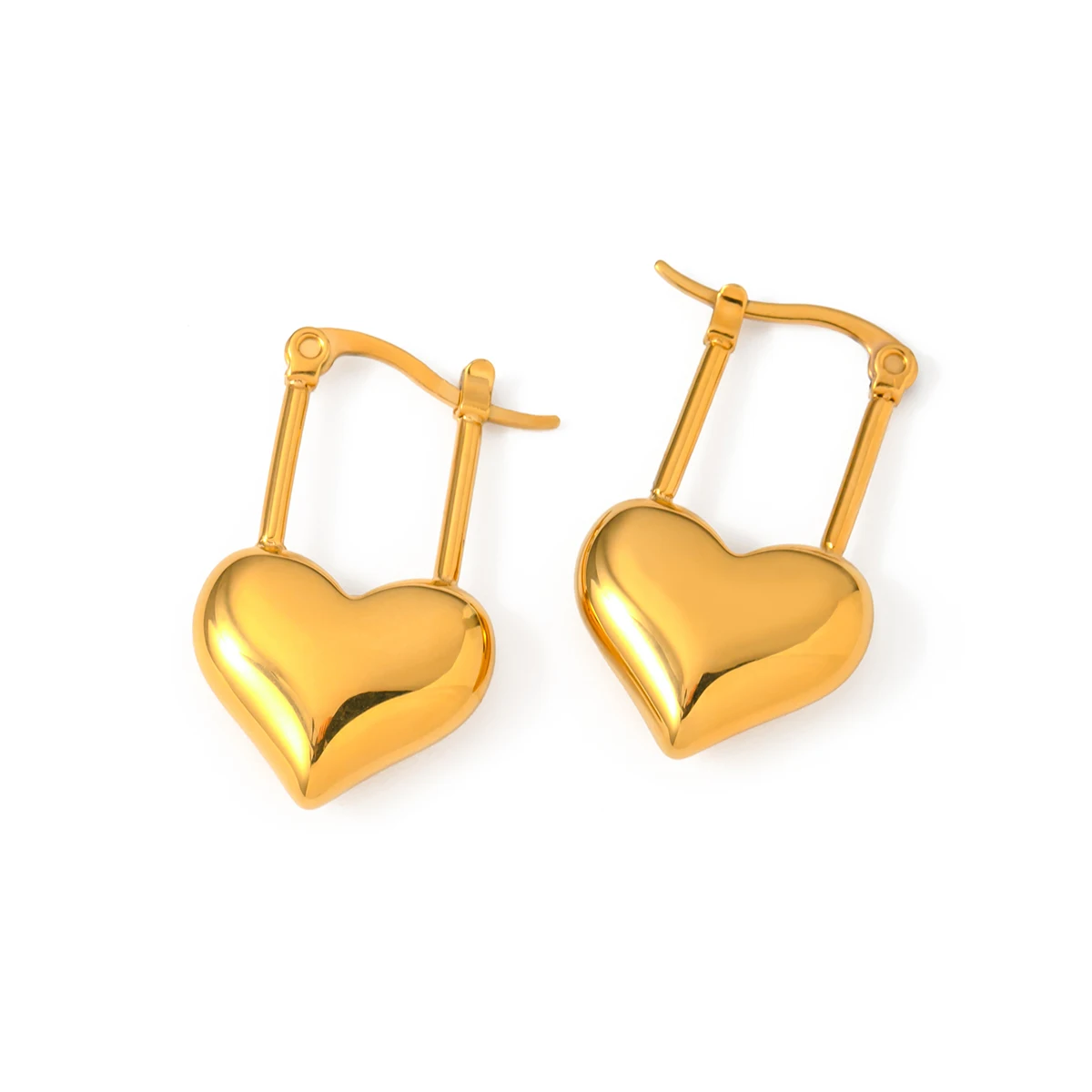 

J&D New 18K Gold Plated Stainless Steel Earrings heart charms love huggies earrings jewelry for women