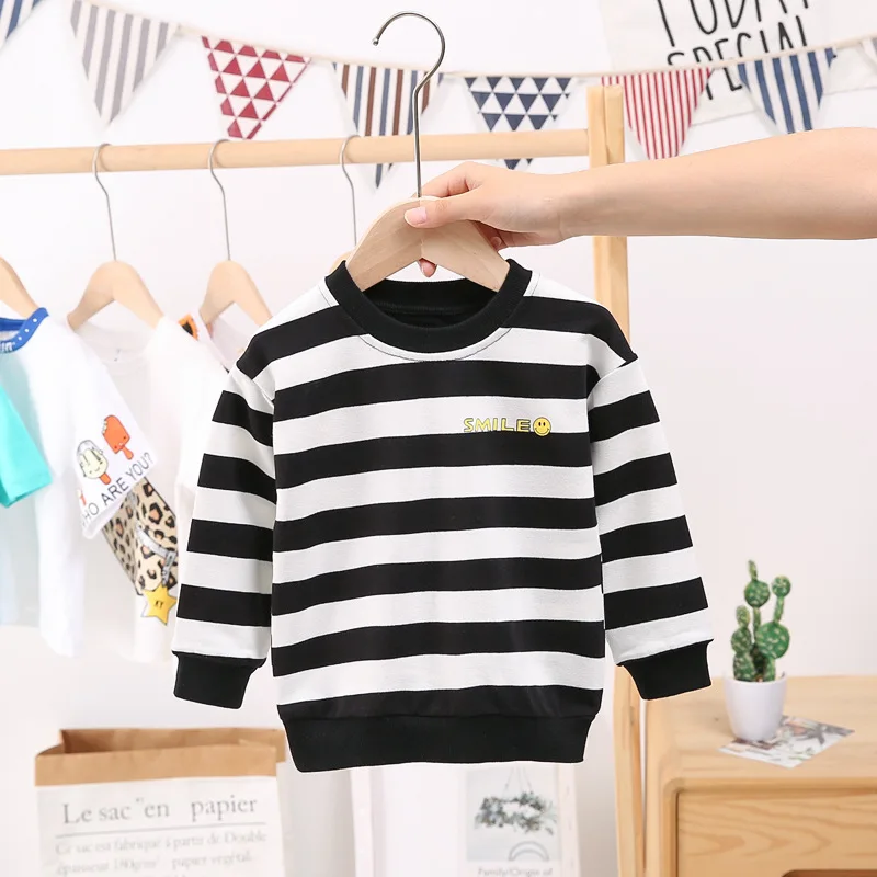 

Children's spring long-sleeved shirt Baby striped sweater boy casual loose sweater