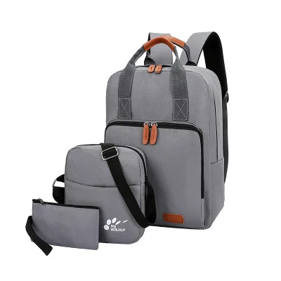 

BG-0086 Trends 2021 OEM ODM Teenage School Bags Durable USB Charging Customised 3 Pieces Backpack Set, As picture