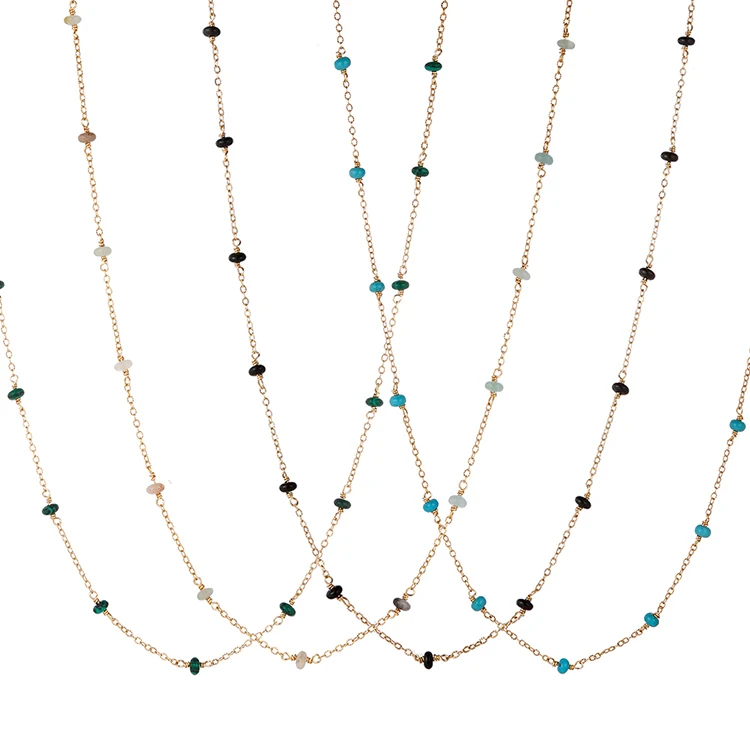 

Hot Sale 18k Gold Plated Female Natural Stone Choker Copper Chain Necklace, Picture
