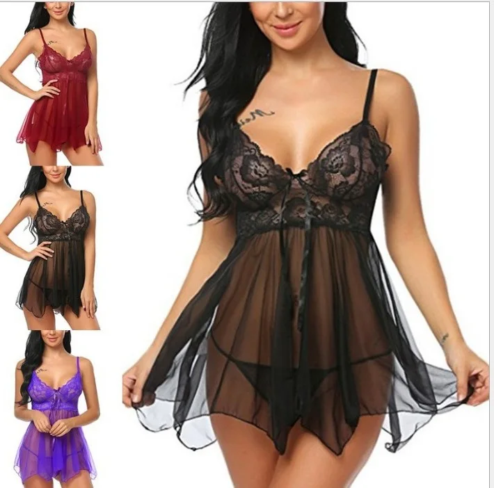 

Women'S Sexy Nightclub Perspective Sexy Sling Slim Short Skirt Nightdress Luxury Lingerie Night Gown Lingerie Dress