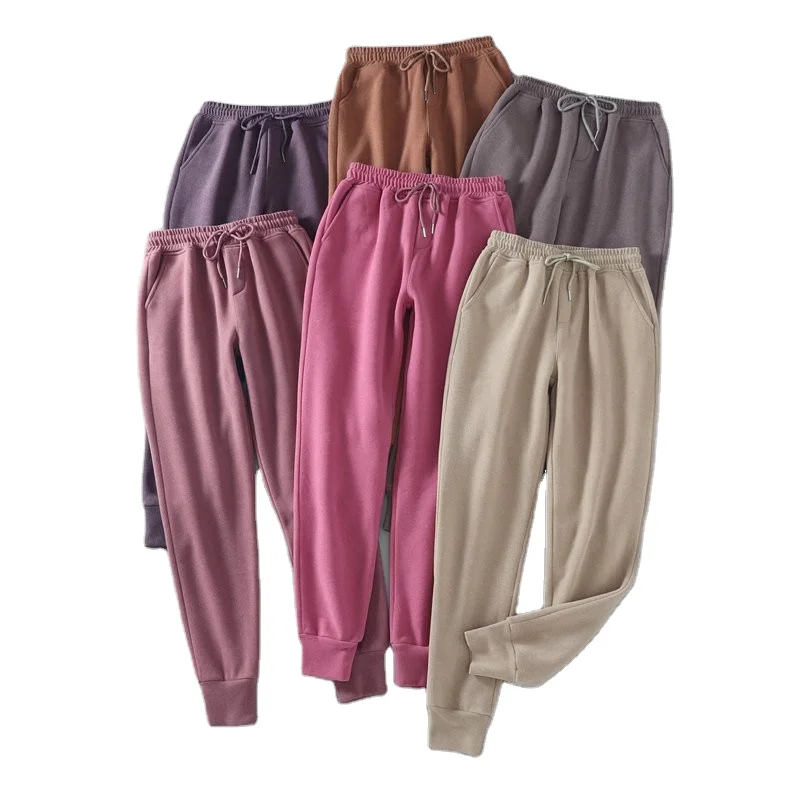 

New Fashion Drawstring Wrosted Thick Sweat Pants for Women