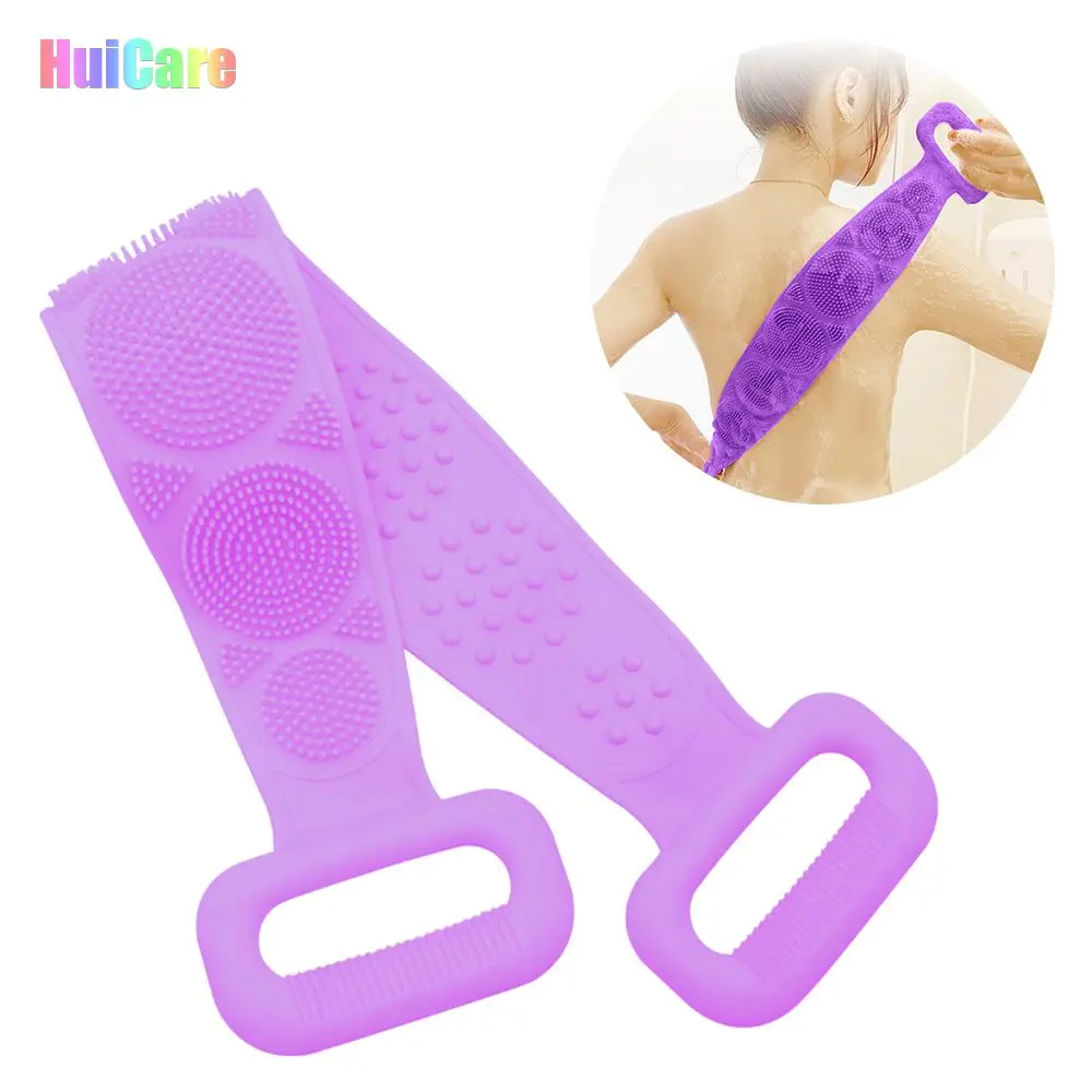 

Bathroom Shower Back Massage Wash Body Exfoliating Strap Belt Long Double-sided Silicone Back Scrubber