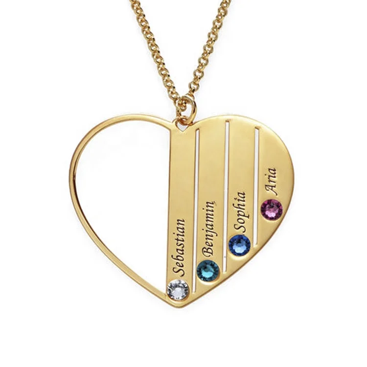 

Customized 925 Sterling Silver best friends love heart couple name necklace birthstone pendant personalised any name jewelry, Silver gold