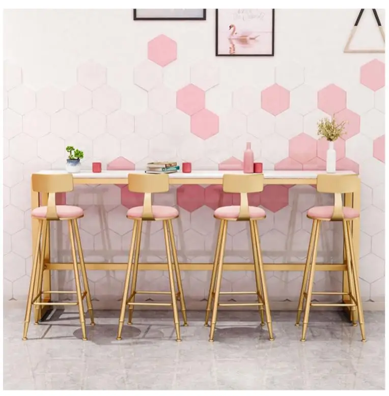 New Design Bar Desk Household Simple Modern Pink Marble Bar Table And
