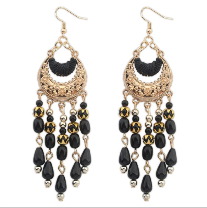 

Vintage Elegant Drop Earrings Trend Classic Ethnic Handmade Bohemia Tassel Crescent Dangle Earring Trend Female Jewelry