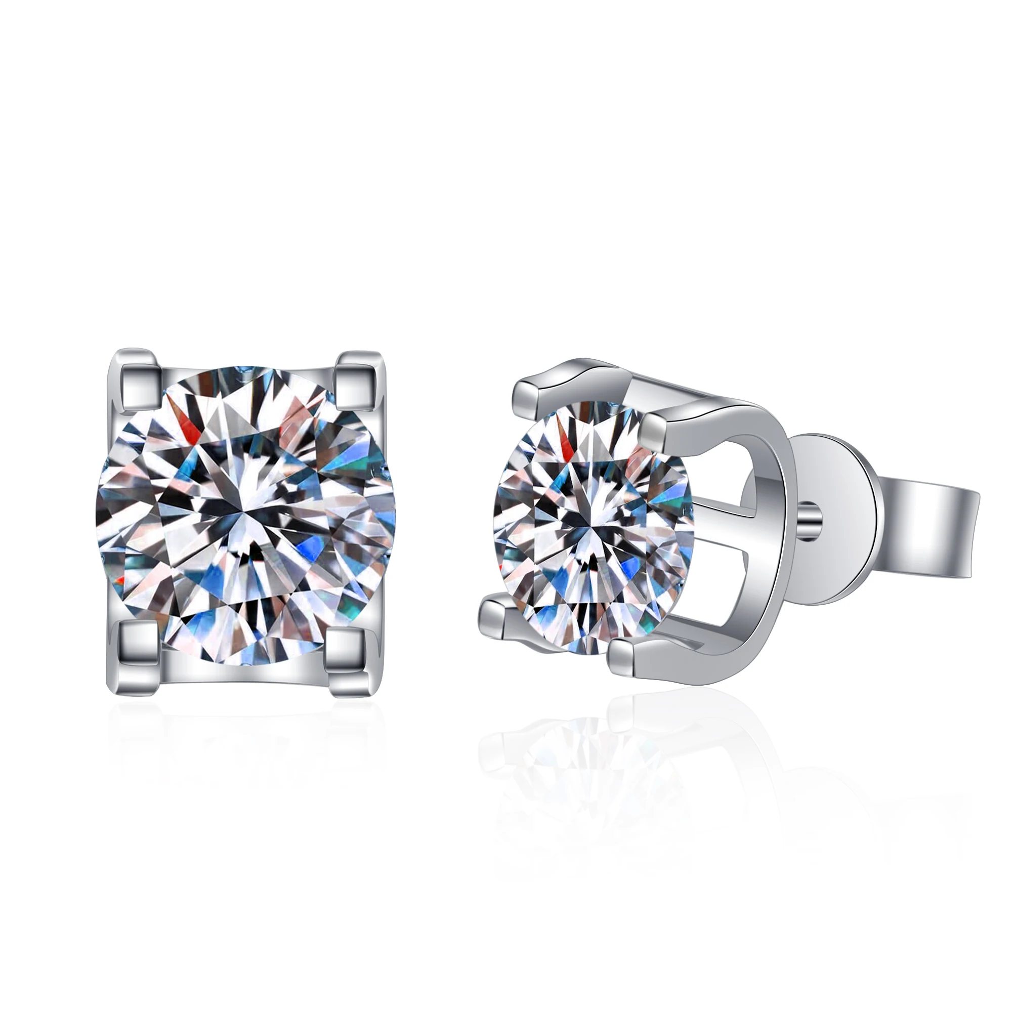 

HY178-E S925 sterling silver earrings female pt950 gold plated classic bull head Moissan diamond earrings simulation diamond