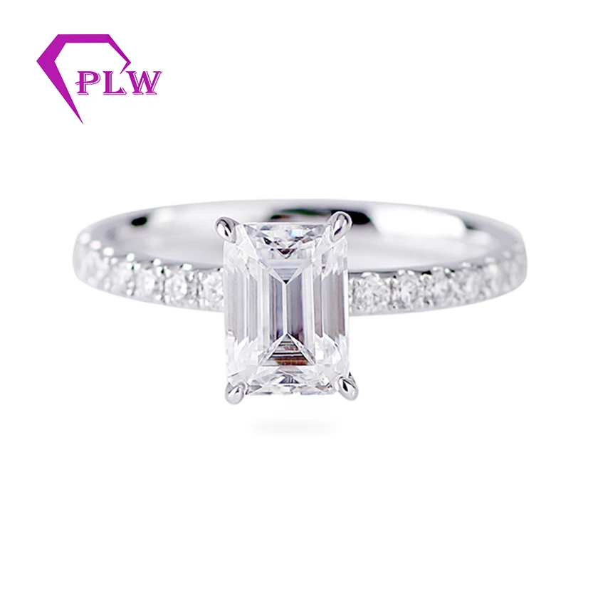 

D color emerald cut 1.02 CT moissanite diamond 14k white gold jewelry engagement rings for women