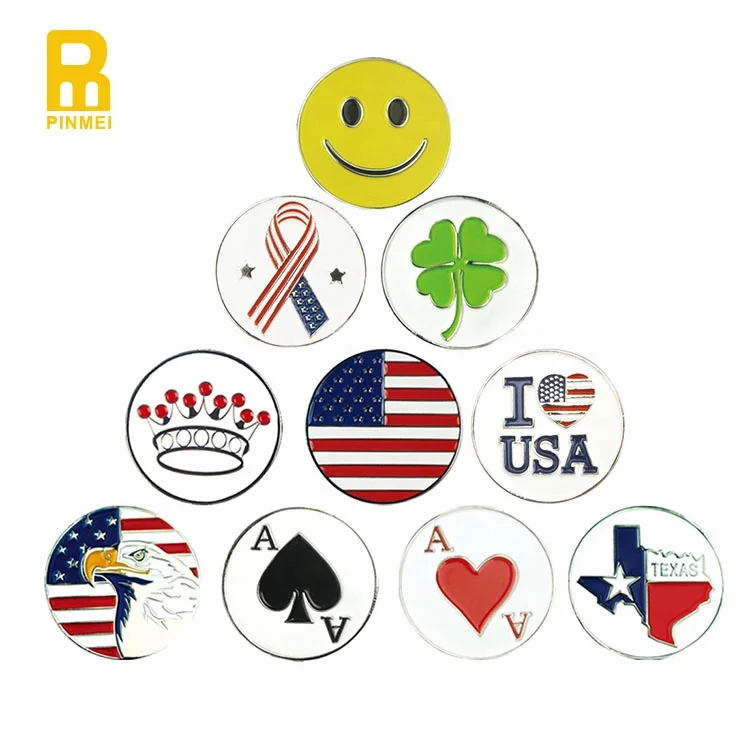 

Wholesale Personalized Metal Golf Ball Marker Assorted USA Ball Markers Stocked